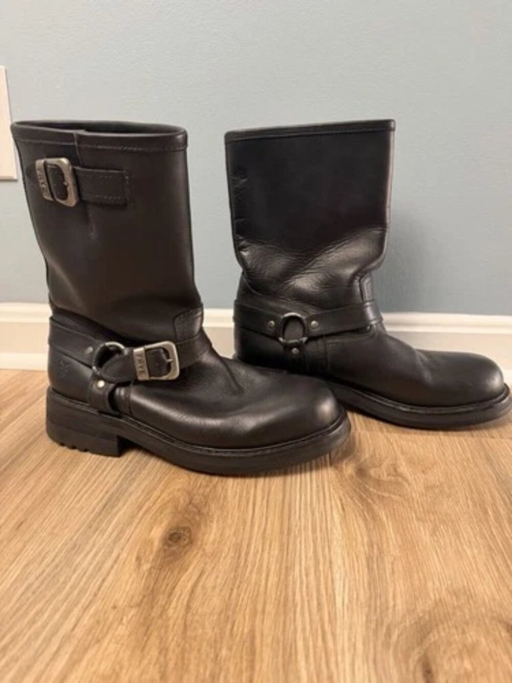 FRYE Commando Engineer Harness Boots Moto Biker Black Leather Men’s 10.5M